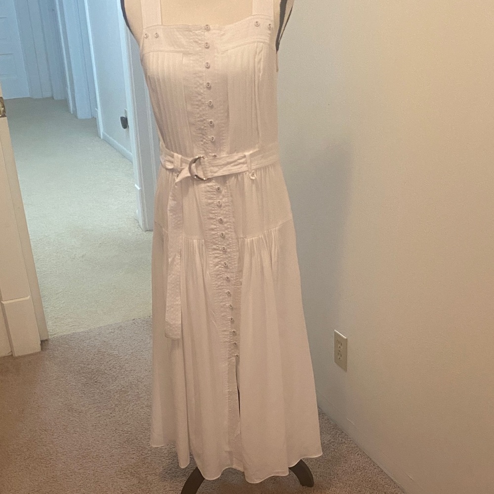 WHBM Elegant White Button-Down Dress